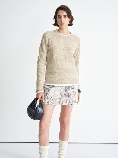 Textured Knit Crewneck Sweater